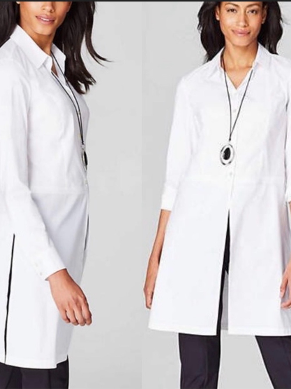 Christian Siriano for J.Jill High Vent Tunic LT White Button Front NWT
